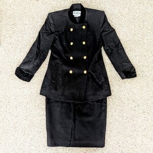 Oleg Cassini 100% Wool Skirt Suit. Vintage, Black Sz 10P  NWOT